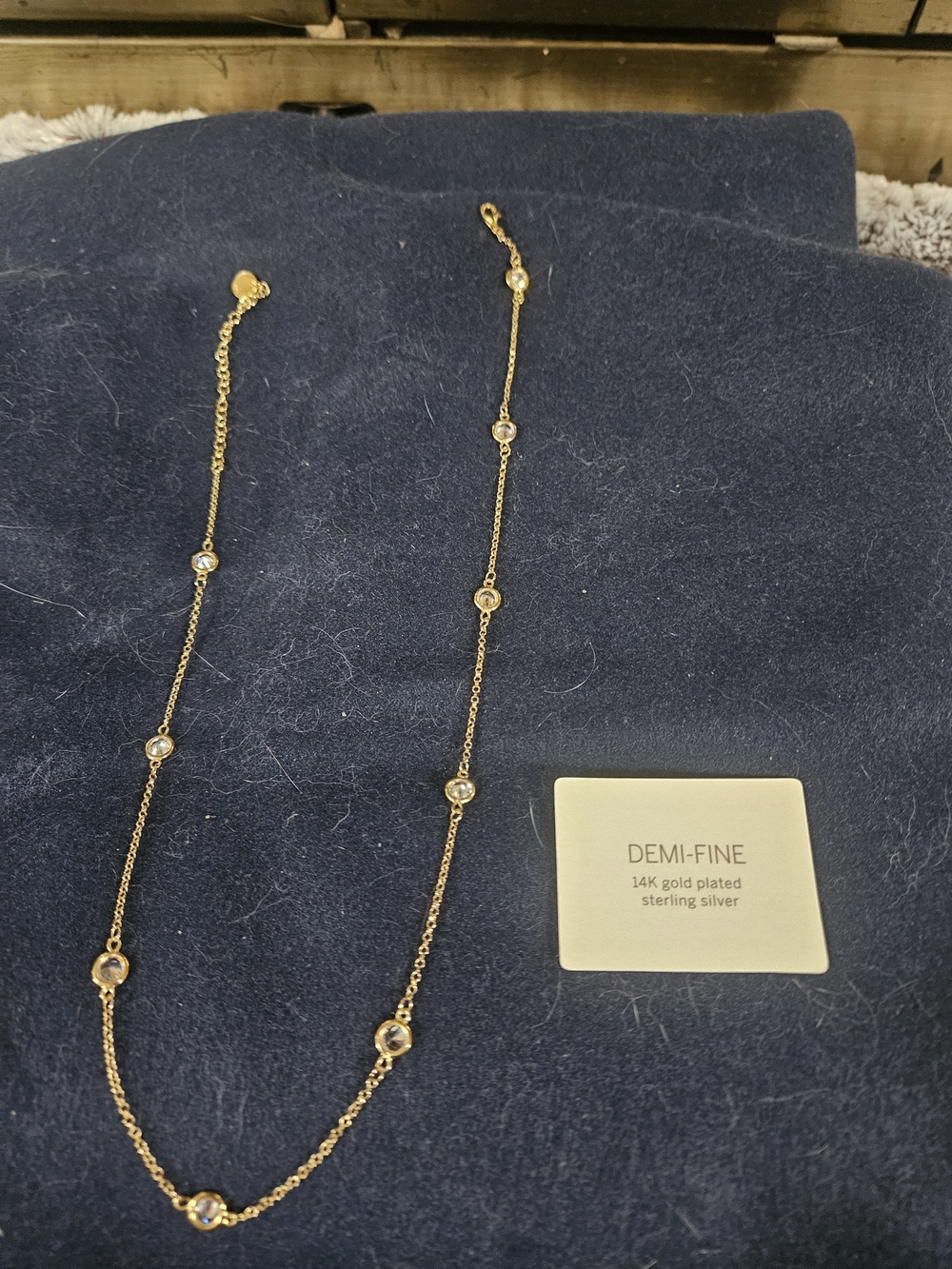 Talbots 14K Gold-Plated Sterling Silver Necklace - Gold with Crystal Accents
